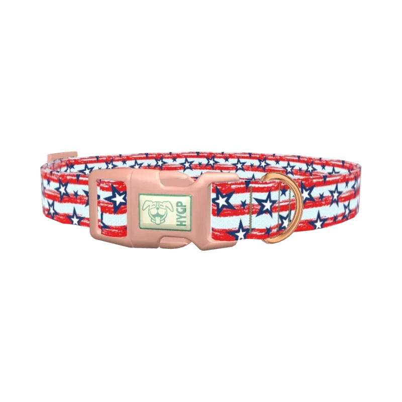 Patriotic Stripes Stars Dog Collar - plastic rose gold