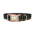 Blue Green Tartan Dog Collar - plastic rose gold