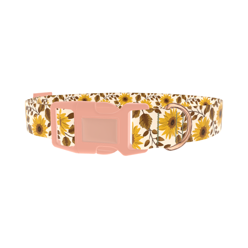 Sunflower Leaf Dog Collar - plastic rose gold