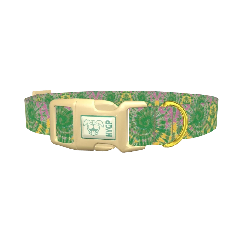 Tie Dye Spiral Dog Collar - plastic gold