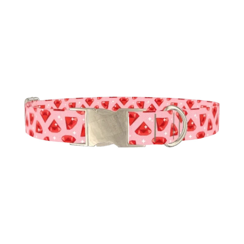 Geometric Ruby Dog Collar - metal silver