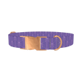 Purple Bow Pattern Dog Collar - metal rose gold