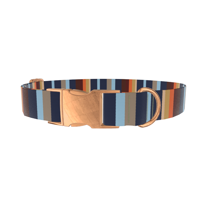 Striped Geometric Dog Collar - metal silver
