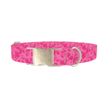 Pink Floral Silhouette Dog Collar - metal silver