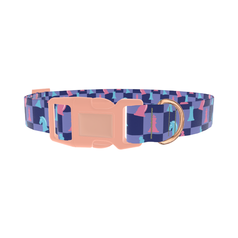 Chess Pattern Dog Collar - plastic rose gold