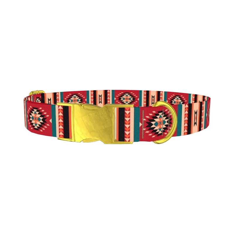 Tribal Geometric Dog Collar - metal gold