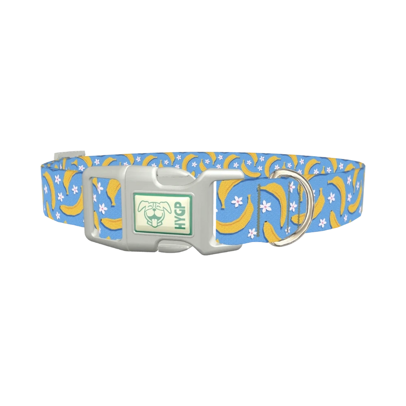 Banana Floral Dog Collar - plastic silver