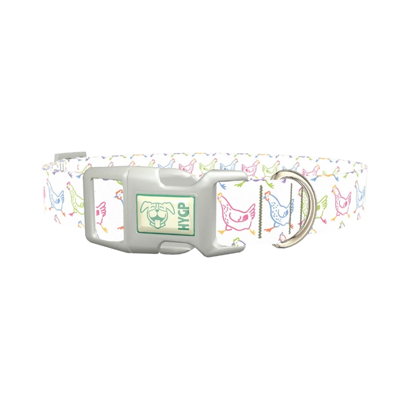 Colorful Chicken Dog Collar - plastic silver