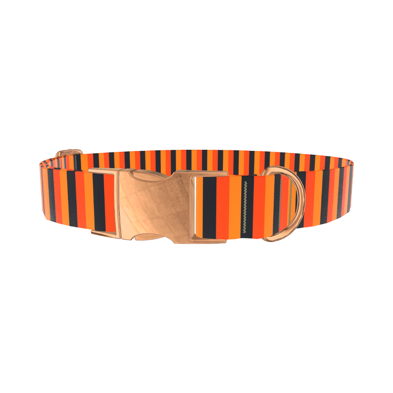Halloween Stripe Dog Collar - metal silver
