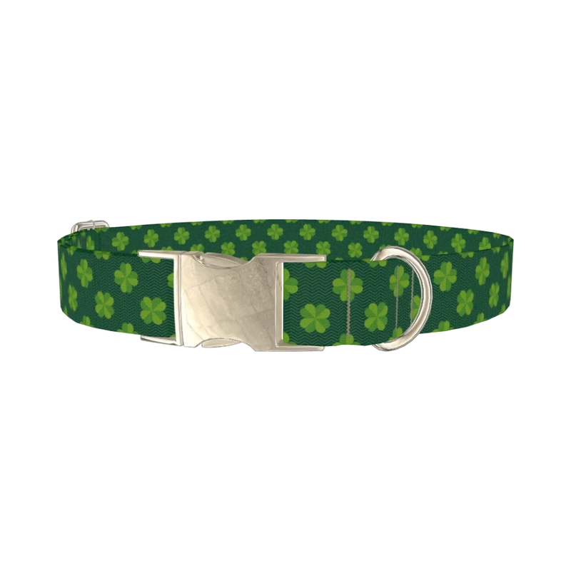 Chevron Clover Dog Collar - metal silver