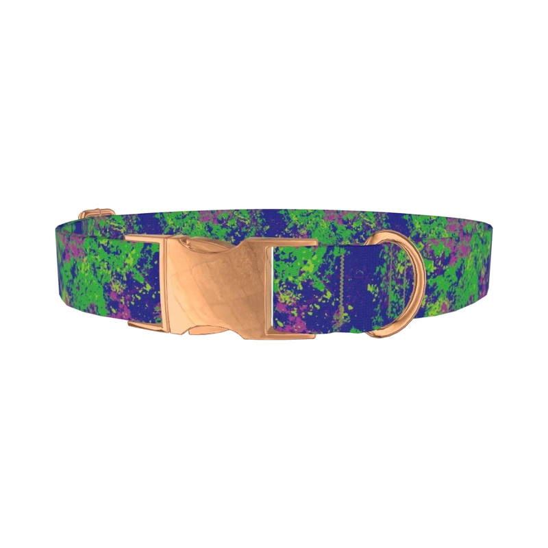 Vibrant Splatter Dog Collar - metal rose gold