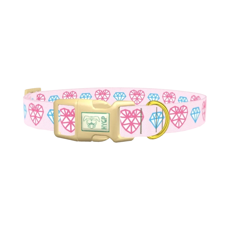 Diamond Heart Dog Collar - plastic gold