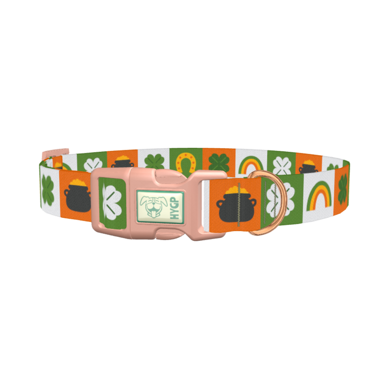 Rainbow Luck Dog Collar - plastic rose gold