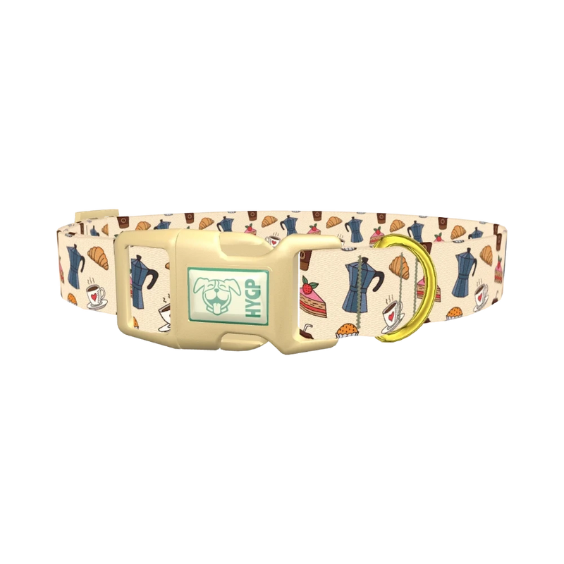 Coffee and Pastry Dog Collar - plastic gold