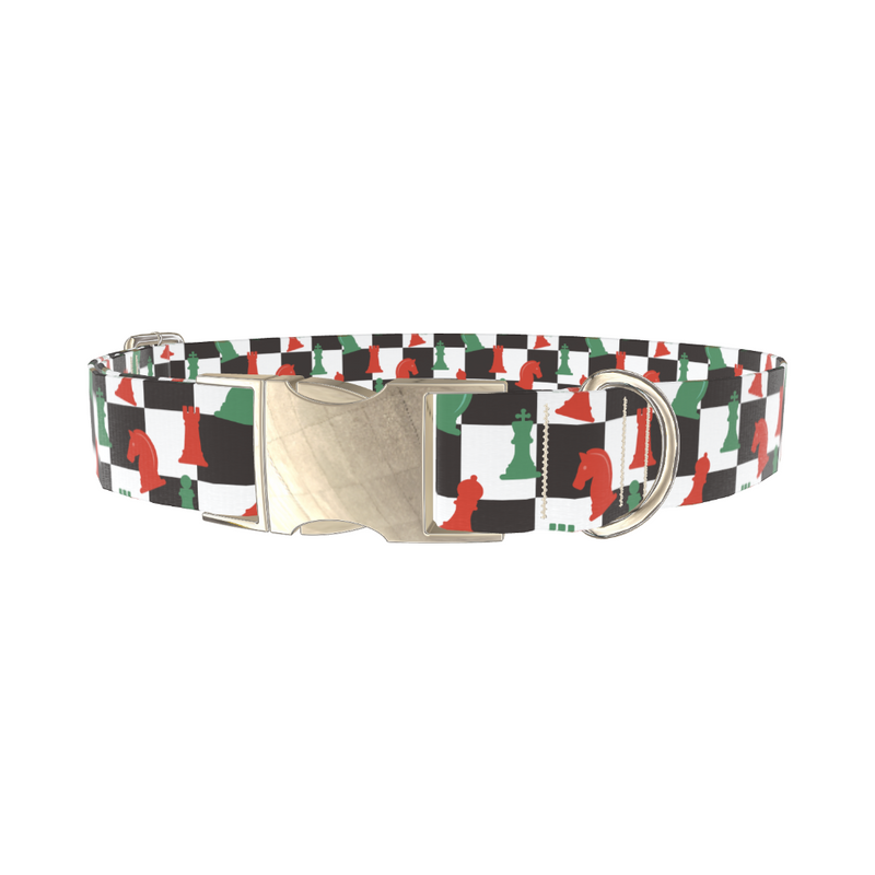 Checkered Chess Piece Dog Collar