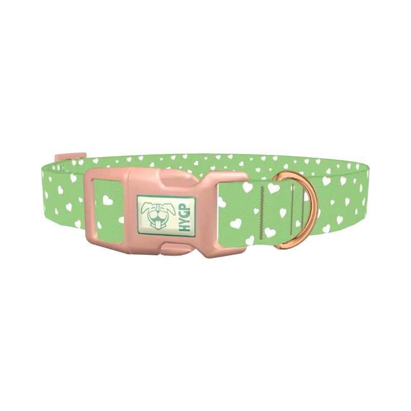 Green Heart Dog Collar - plastic rose gold