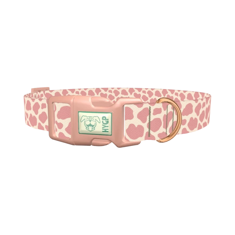 Pink Giraffe Print Dog Collar - plastic rose gold