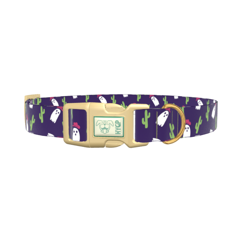 Cactus Ghost Dog Collar - plastic silver