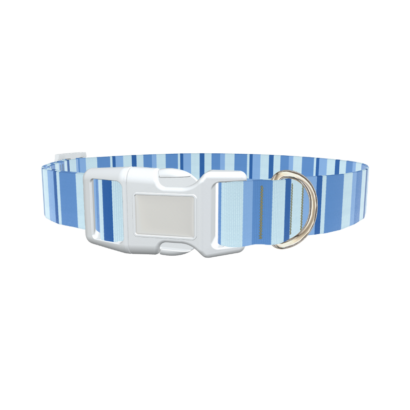 Blue Hexagonal Stripe Dog Collar - plastic rose gold