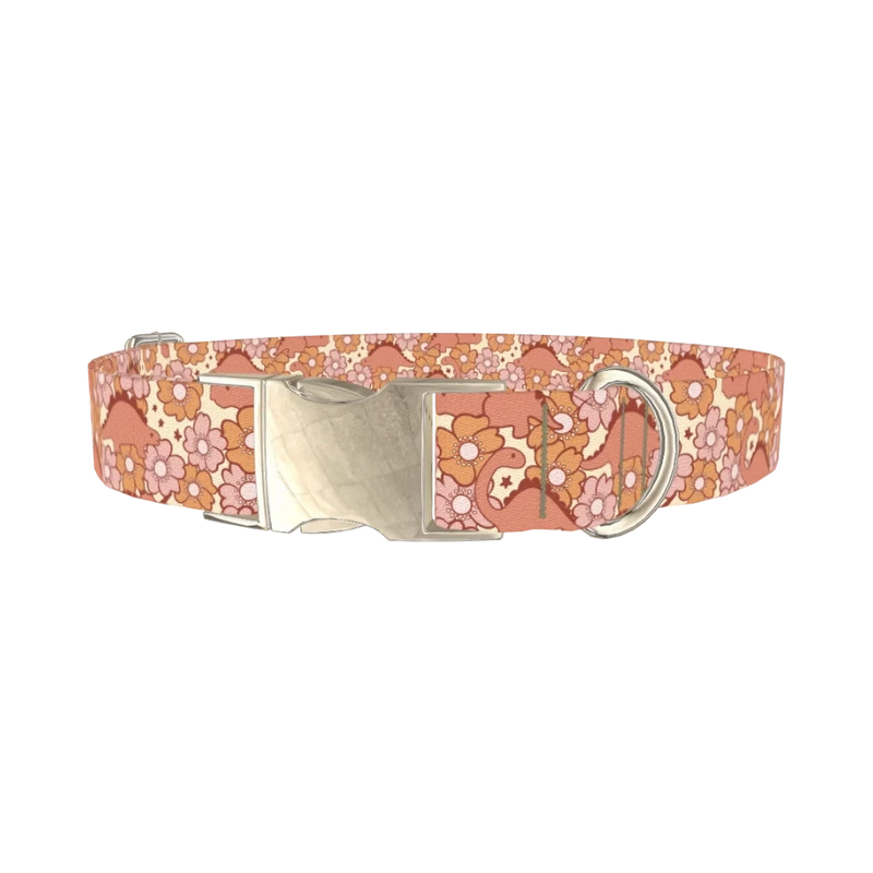 Colorful Brick Pattern Dog Collar - metal silver