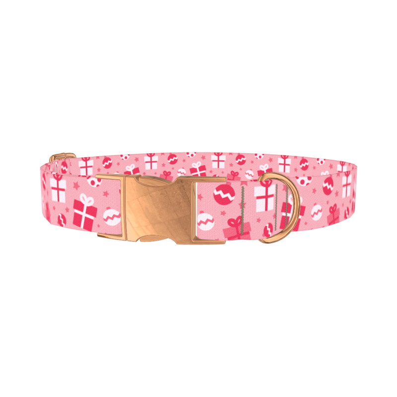Christmas Gift Dog Collar - metal rose gold