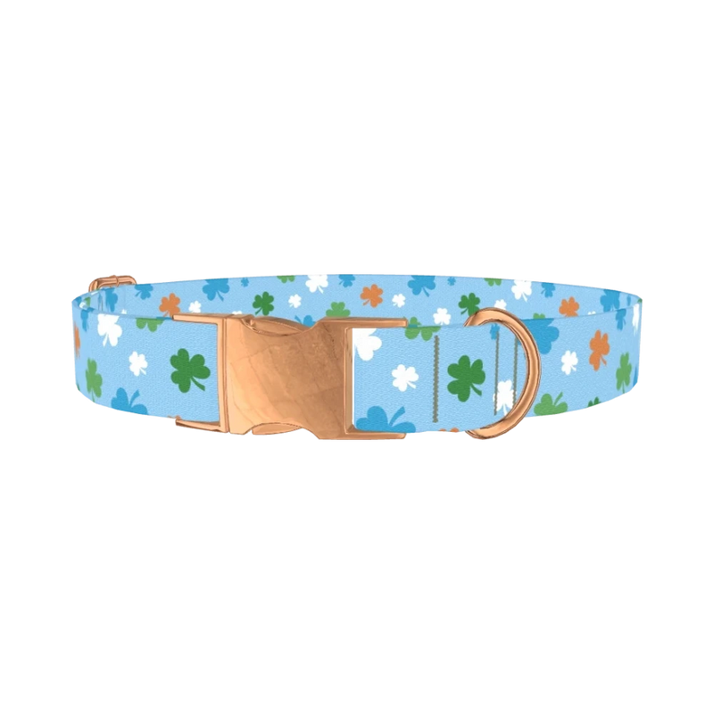 Colorful Clover Dog Collar - metal rose gold