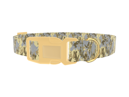 Yellow Grey Camo Dog Collar