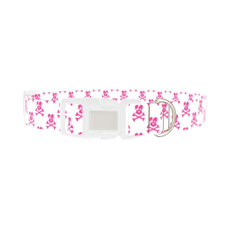 Pirate Dog Skull Dog Collar - plastic silver