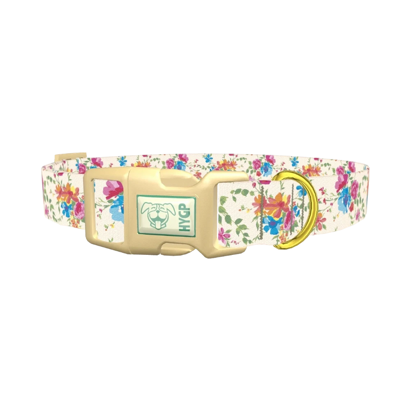 Colorful Floral Bouquet Dog Collar - plastic gold