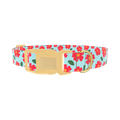 Red Floral Dog Collar - plastic gold