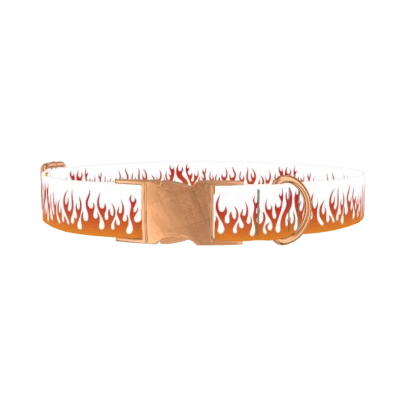 Red Flame Dog Collar - metal rose gold