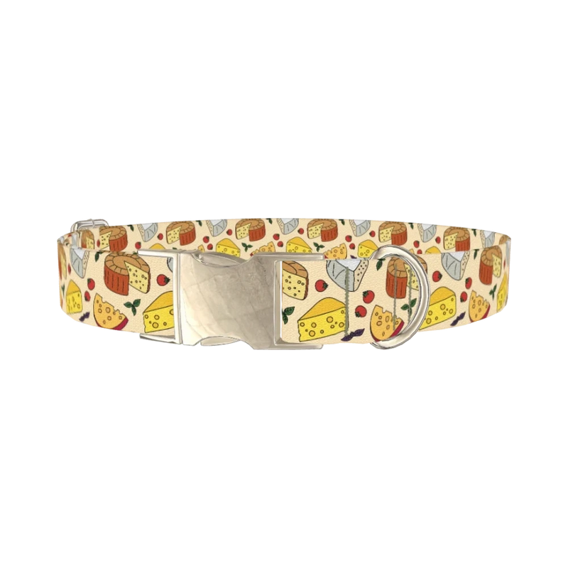 Cheese and Tomato Dog Collar - metal silver