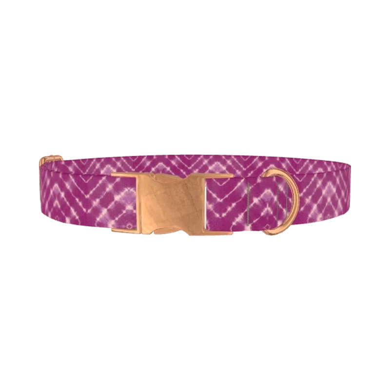 Geometric Tie-Dye Dog Collar - metal rose gold