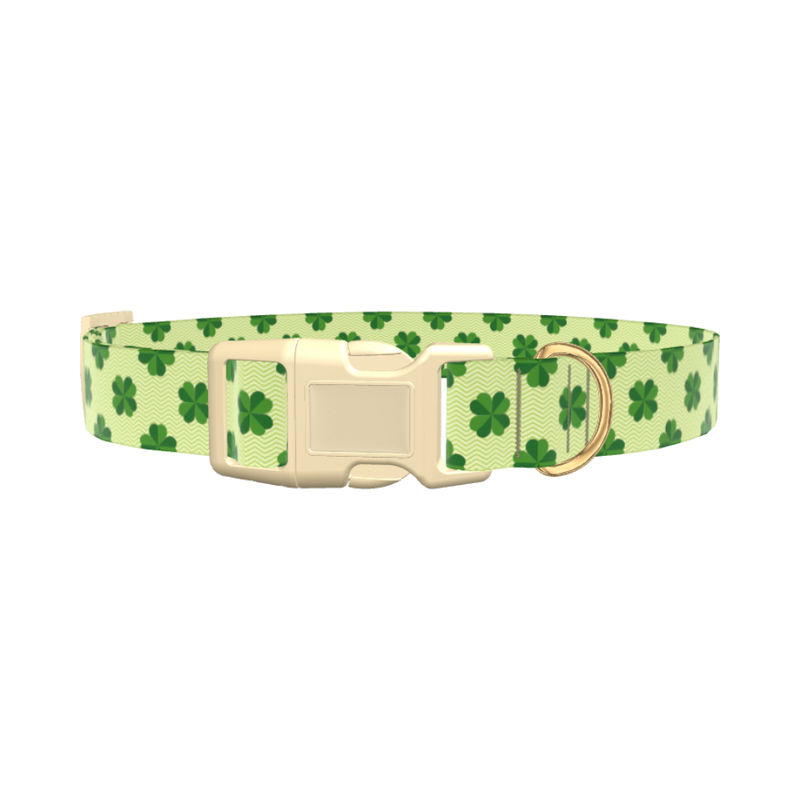 Clover Chevron Dog Collar - plastic silver