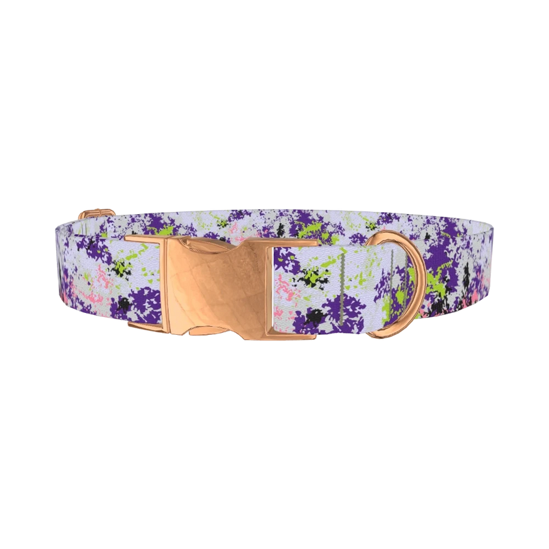 Abstract Splatter Dog Collar - metal rose gold