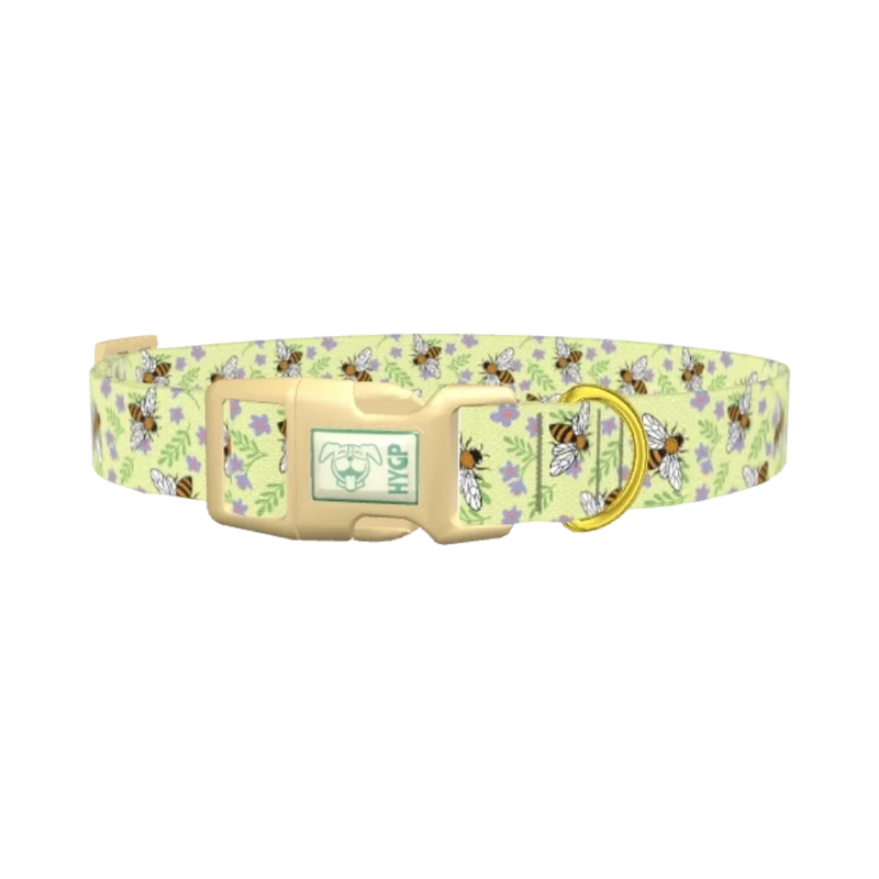 Floral Bee Dog Collar - plastic gold