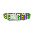 Mardi Gras Rhombus Dog Collar - plastic silver