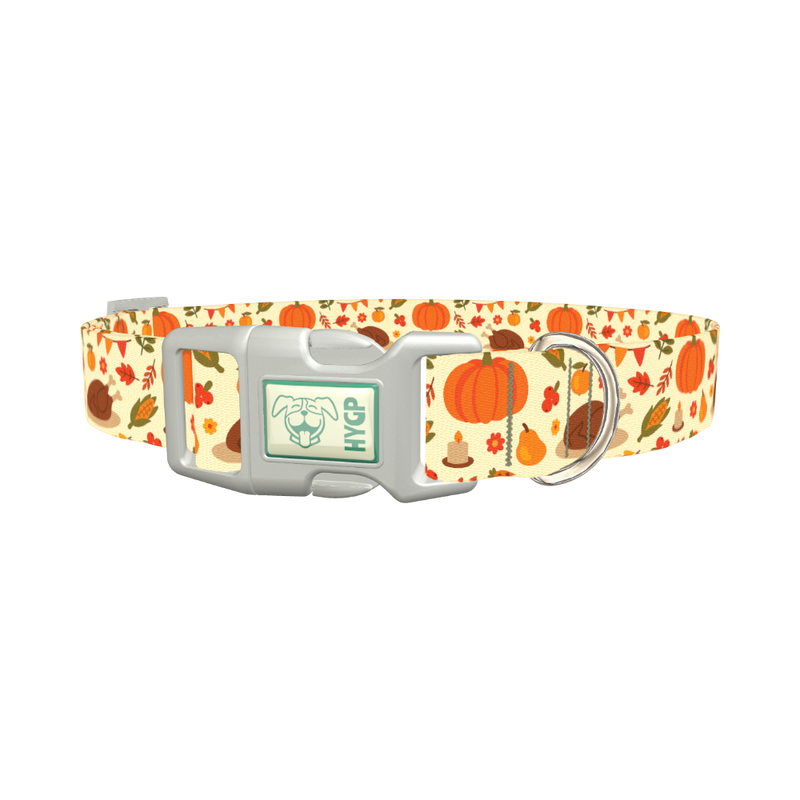 Thanksgiving Feast Dog Collar - plastic silver