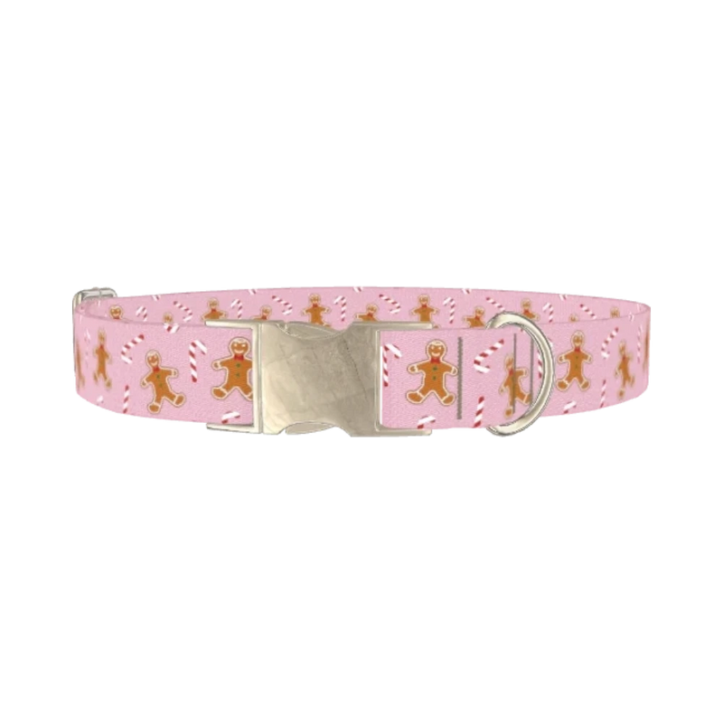 Christmas Gingerbread Dog Collar - metal silver