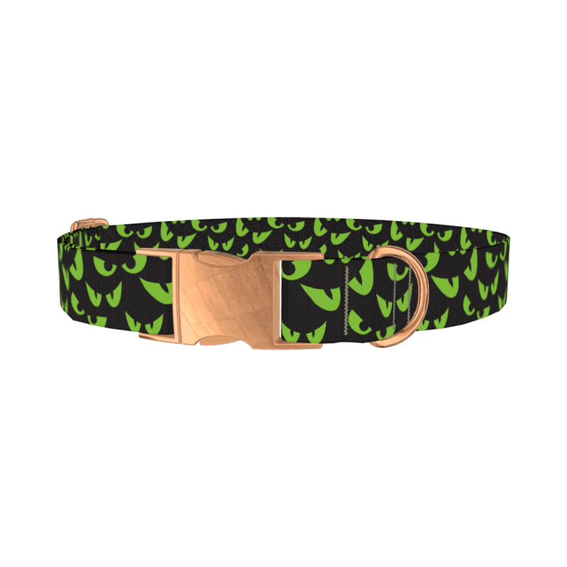 Halloween Scary Eyes Dog Collar - metal rose gold
