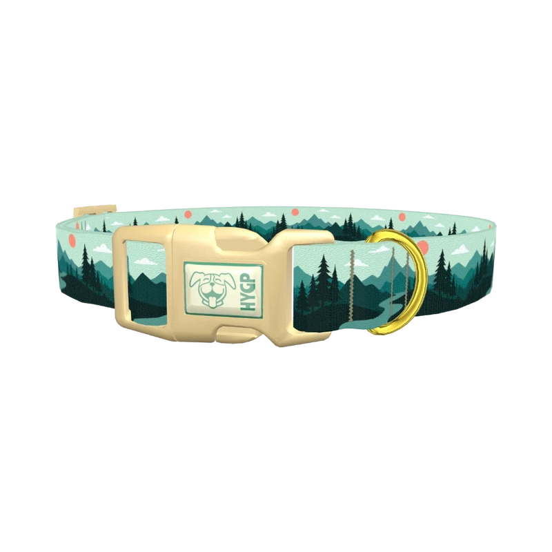 Forest Mountain Dog Collar - plastic gold
