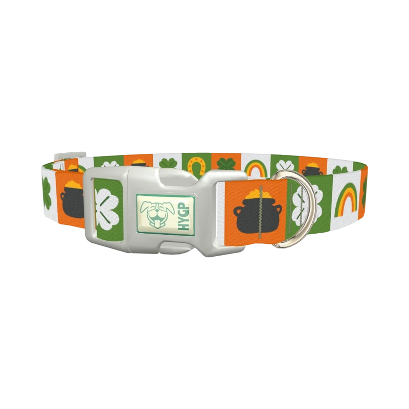 Rainbow Luck Dog Collar - plastic silver