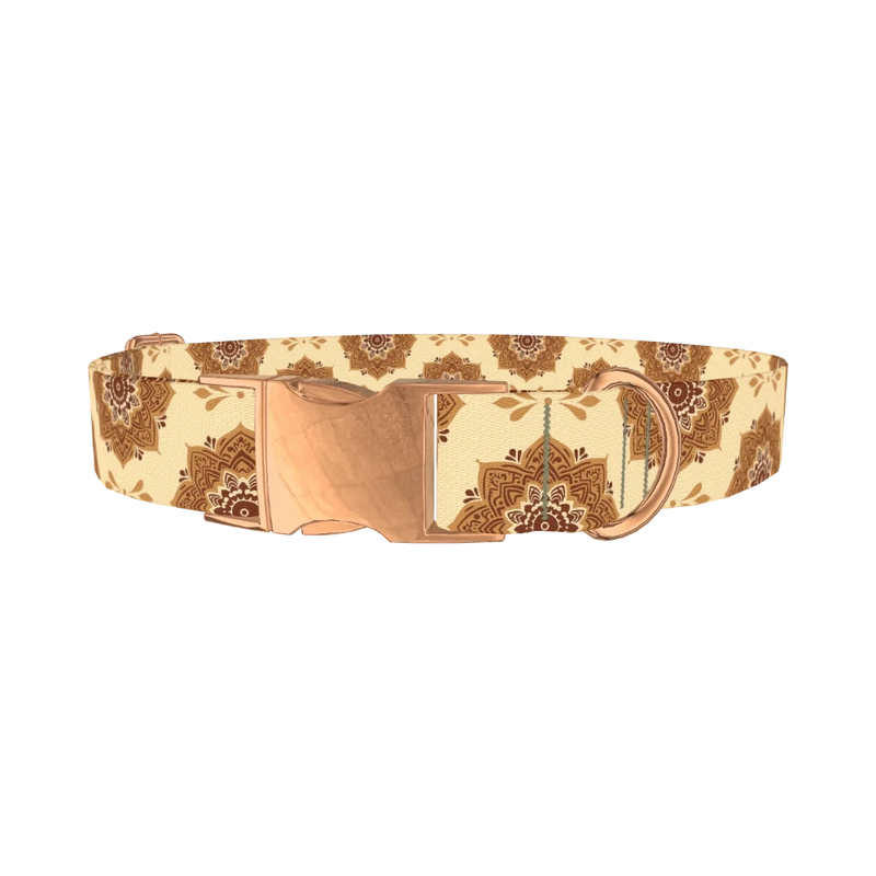 Mandala Pattern Dog Collar - metal rose gold