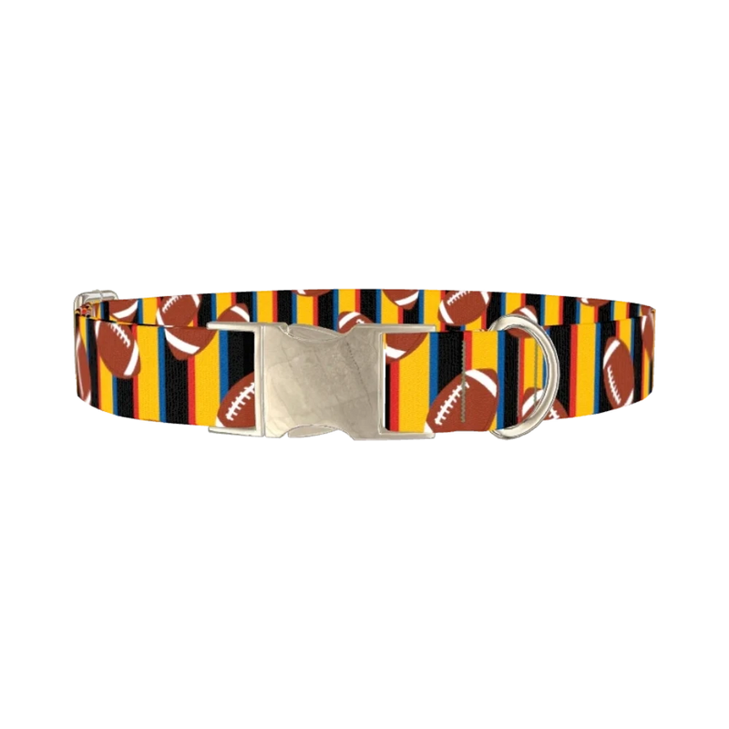 Red Football Trophy Dog Collar - metal silver