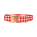 Plaid Pattern Dog Collar - metal rose gold