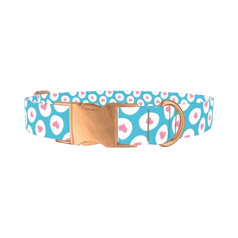 Easter Egg Heart Dog Collar - metal rose gold