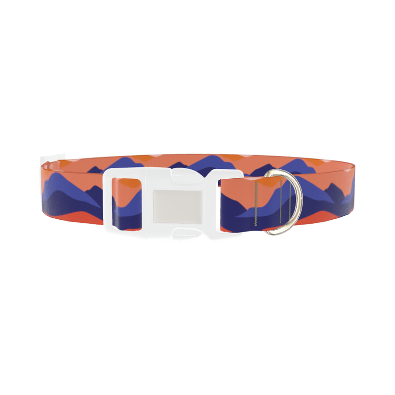 Abstract Mountain Dog Collar - plastic silver