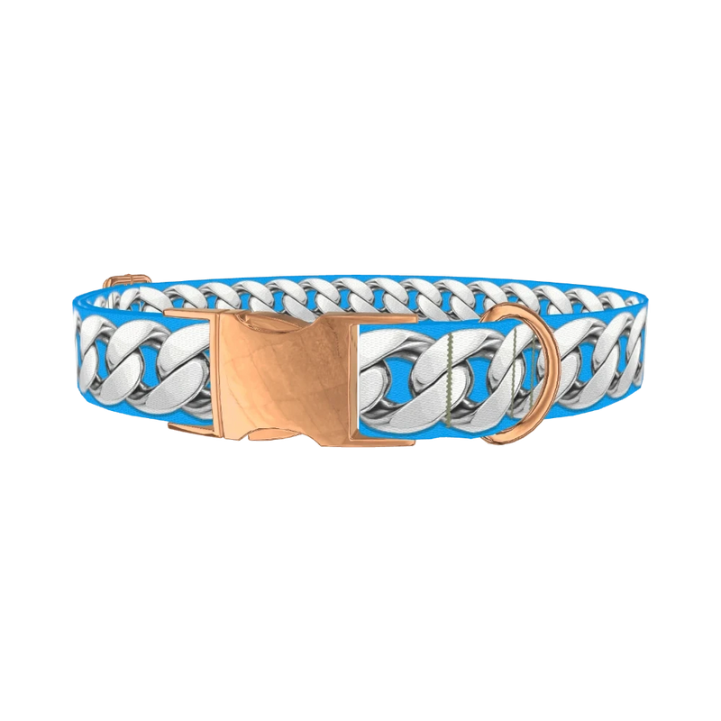 Silver Chain Link Dog Collar - metal rose gold