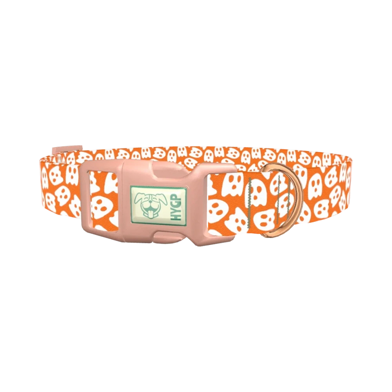 Orange Ghost Pattern Dog Collar - plastic rose gold