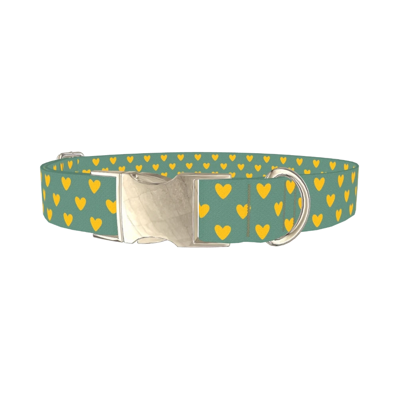 Geometric Heart Dog Collar - metal silver
